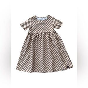 Rags Size 5/6 Camel Check Neutral Essentials Short Sleeve Dress